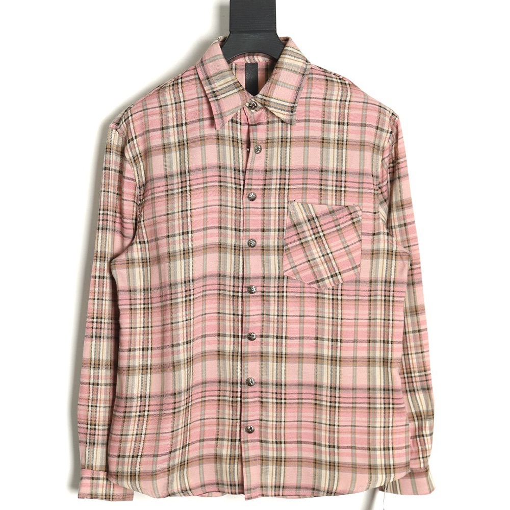 Chrome Hearts Double Sleeve Leather Label Plaid Shirt